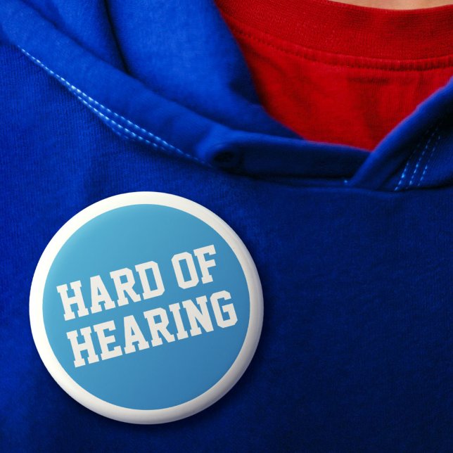 Hartes Hören Lt Blue Sporty Minimalistisch Deafnes Button (Hard of Hearing Lt Blue Sporty Minimalist Deafness Button)