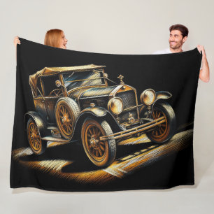 Hartes Pastell-Schwarz Antiques Auto Fleecedecke
