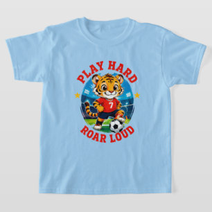 ⚡ Hartes Spiel Brüllender Tiger Fußball Kinder The T-Shirt