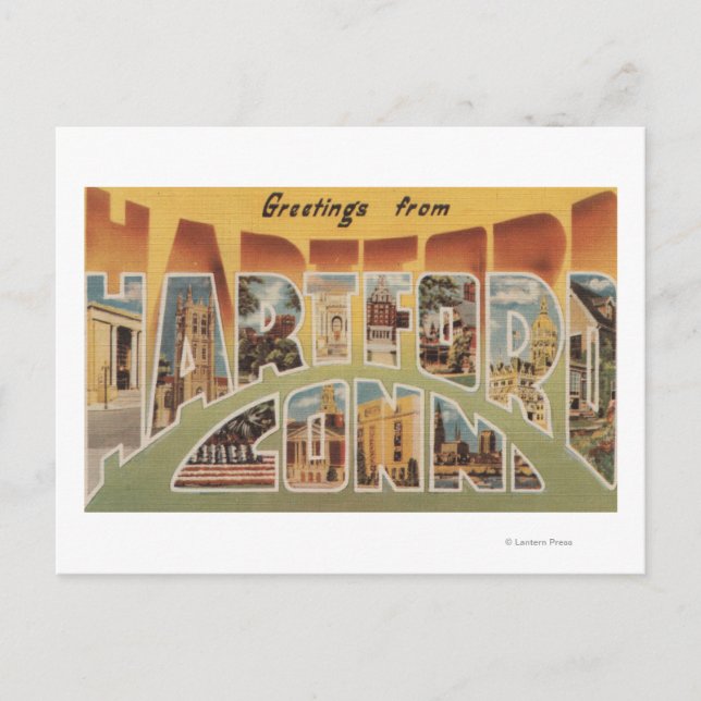 Hartford, Connecticut - Großbuchstaben - Szenen 3 Postkarte (Vorderseite)