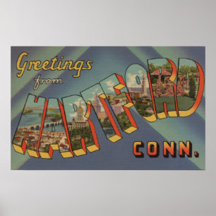 Hartford, Connecticut - große Buchstabe-Szenen Poster