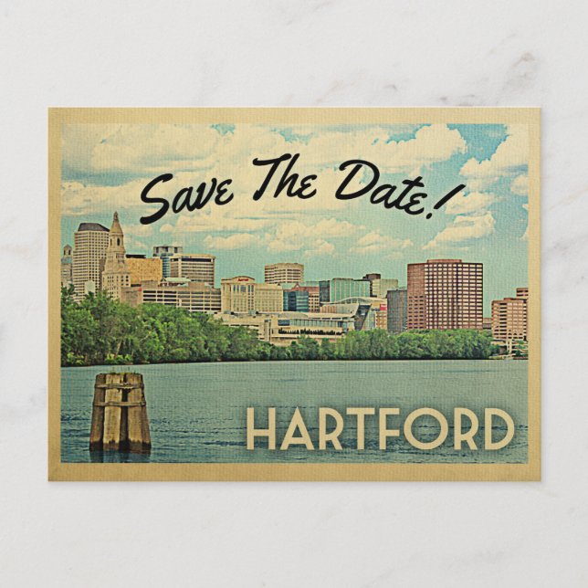 Hartford Connecticut Save the Date Vintag Ankündigungspostkarte (Vorderseite)