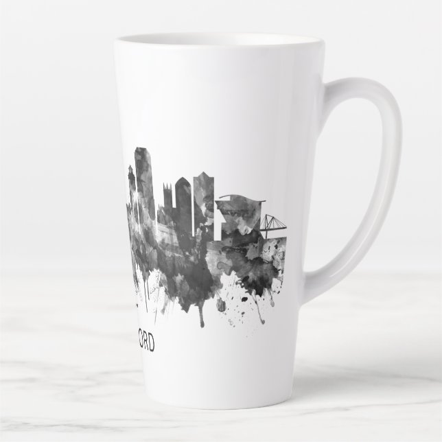 Hartford Connecticut Skyline BW Milchtasse (Rechts)