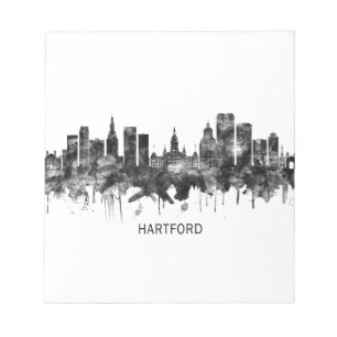 Hartford Connecticut Skyline BW Notizblock