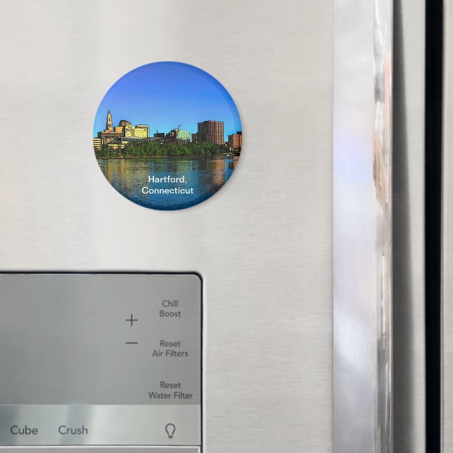 Hartford Connecticut Skyline Cartoon Magnet (In Situ (Kühlschrank))