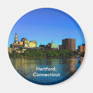 Hartford Connecticut Skyline Cartoon Magnet