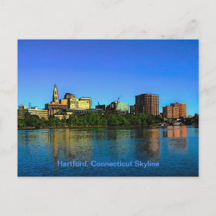 Hartford Connecticut Skyline Cartoon Postkarte