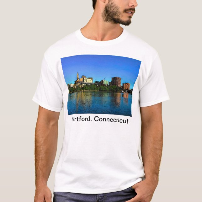 Hartford Connecticut Skyline Cartoon T-Shirt (Vorderseite)