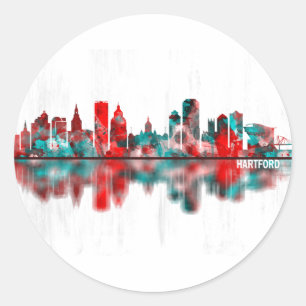 Hartford Connecticut Skyline Runder Aufkleber