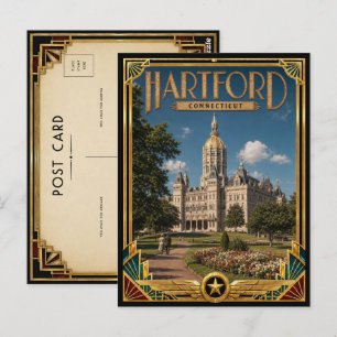 Hartford Connecticut Vintage Art Deco Golden Age Postkarte