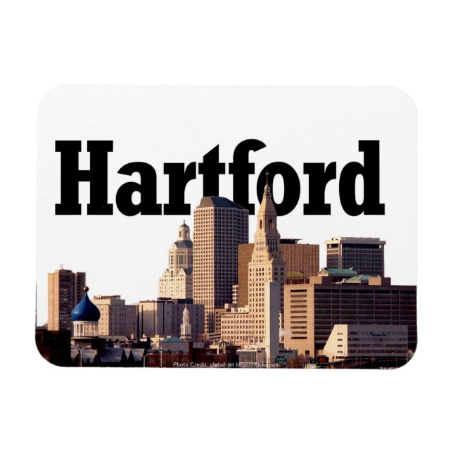Hartford Skyline mit Hartford in Sky Magnet (Horizontal)