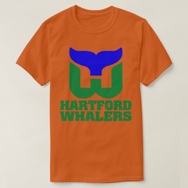 Hartford Whalers Hockey THIN Champion der 1980er J T-Shirt (Design vorne)