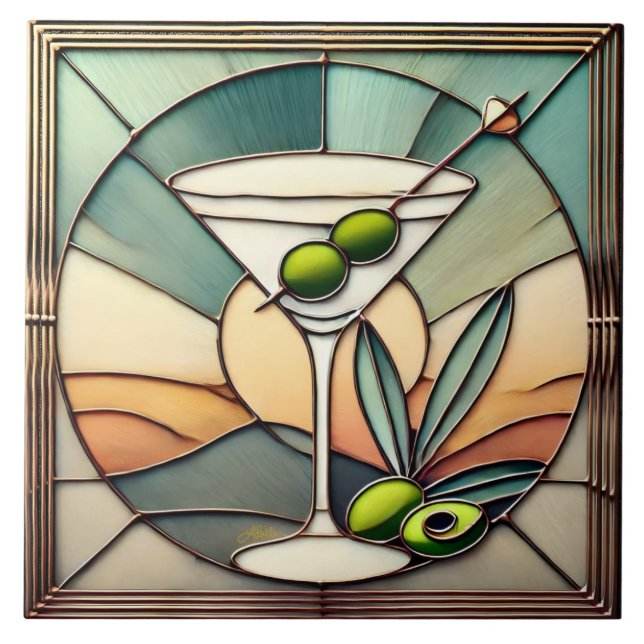 Hartglas 2 Mezquita Martini Fliese (Vorderseite)