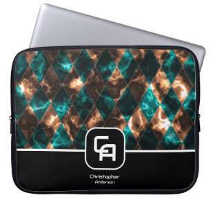 Hartglas Aqua Gold Monogram Laptopschutzhülle