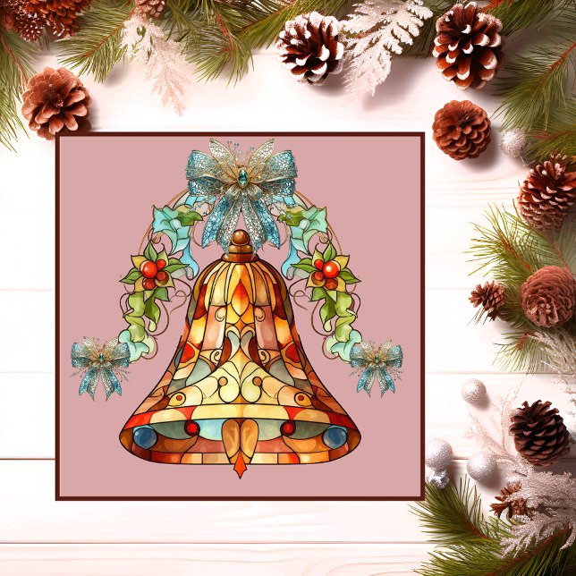 Hartglas Bell Weihnachten Magnetkarte (Magnetic Christmas  Card of Stained Glass Bell.)