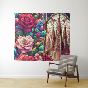 Hartglas-Blumendesign Wandteppich