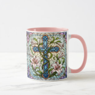 Hartglas-Blumenkreuz Tasse