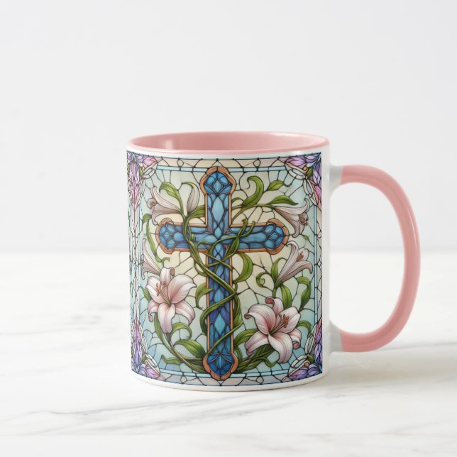 Hartglas-Blumenkreuz Tasse (Rechts)