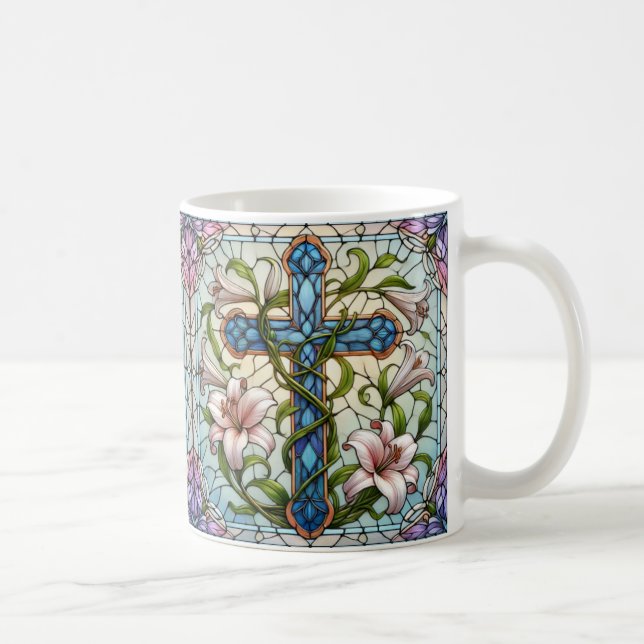 Hartglas-Blumenkreuz Tasse (Rechts)
