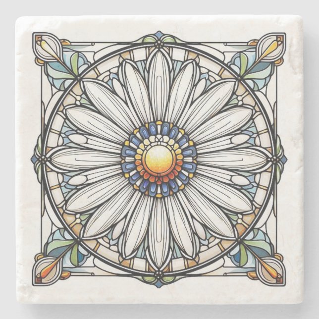 Hartglas Daisy #2 Steinuntersetzer (Vorderseite)