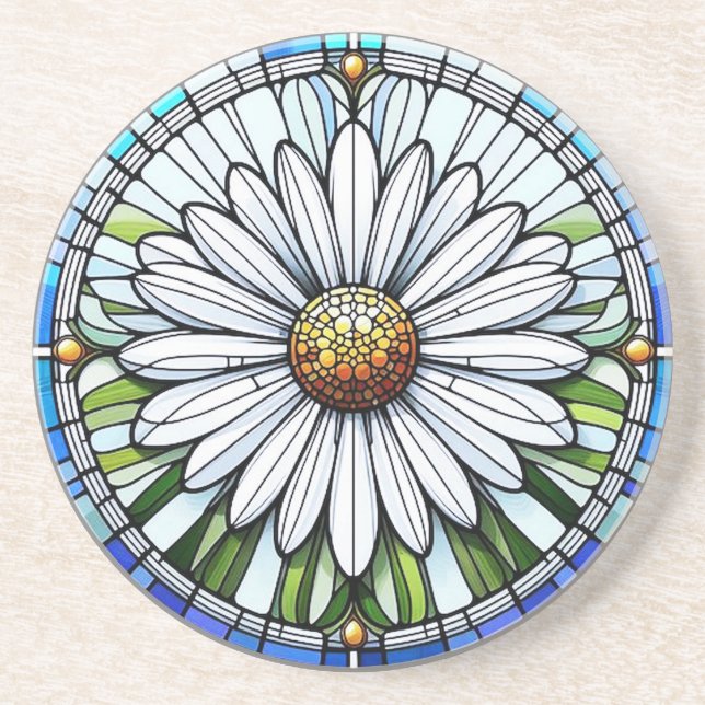 Hartglas Daisy #3 Getränkeuntersetzer (Vorne)