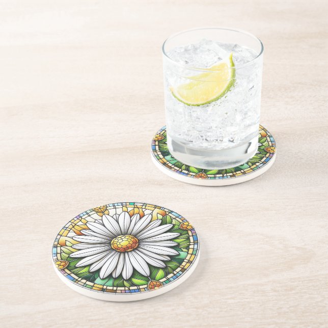 Hartglas Daisy Getränkeuntersetzer (Seite)
