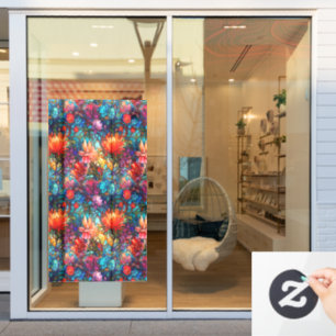 Hartglas Floral Nahtloses Muster Fensteraufkleber