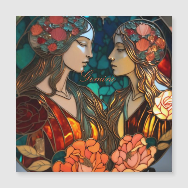 Hartglas Gemini Zodiac Magnetkarte (Vorderseite)