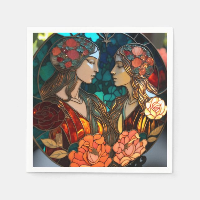 Hartglas Gemini Zodiac Serviette (Vorderseite)