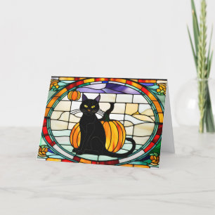 Hartglas Halloween Black Cat Feiertagskarte