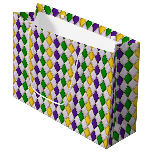 Hartglas Harlequin Große Geschenktüte (Vorderseite Schrägansicht)