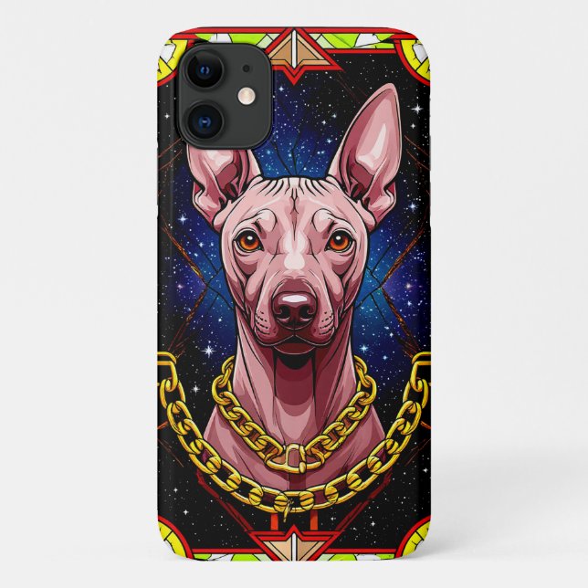 Hartglas-Hund mit sternigem Hintergrund Case-Mate iPhone Hülle (Rückseite)