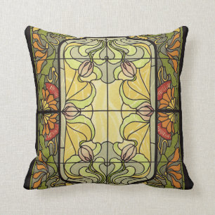 Hartglas in Moss und Orange Kissen