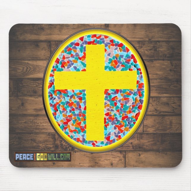 Hartglas-Kreuz (w/web url) Mousepad (Vorne)