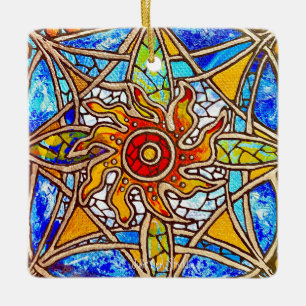 Hartglas Mandala 40-27 von Julie Ann Stricklin Keramikornament