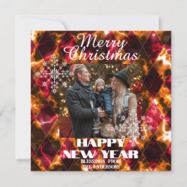 Hartglas Misty Foto Red Gold Feiertagskarte