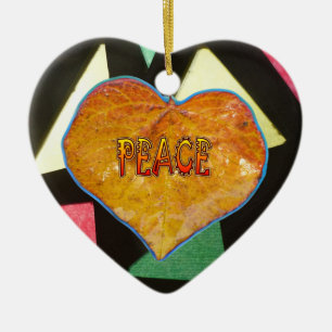 Hartglas Muster PEACE Leaf Herz-Ornament Keramikornament