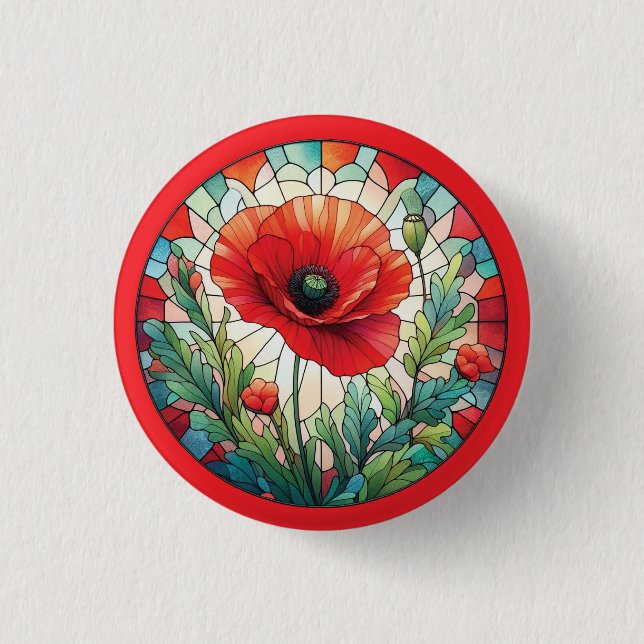 Hartglas Poppy Button (Vorderseite)