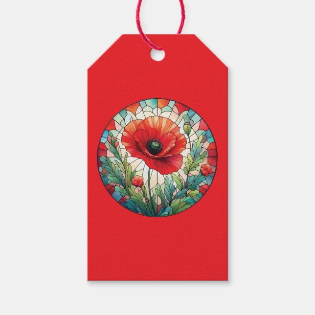 Hartglas Poppy Geschenkanhänger (Vorderseite)