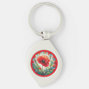 Hartglas Poppy Schlüsselanhänger