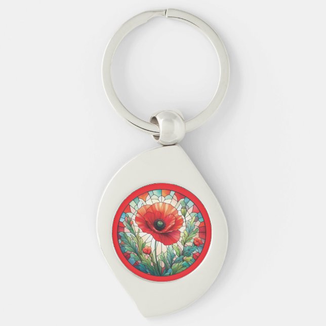 Hartglas Poppy Schlüsselanhänger (Vorderseite)