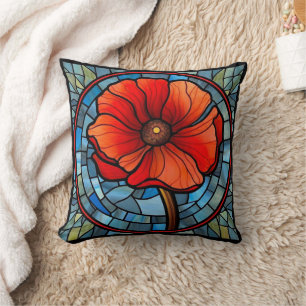 Hartglas Red Poppy Kissen