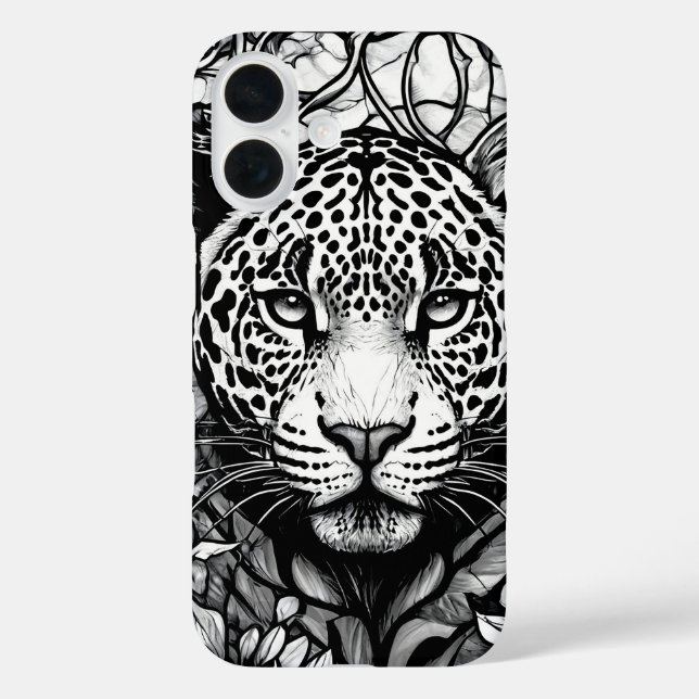 Hartglas Schwarzweißleopard Case-Mate iPhone Hülle (Rückseite)
