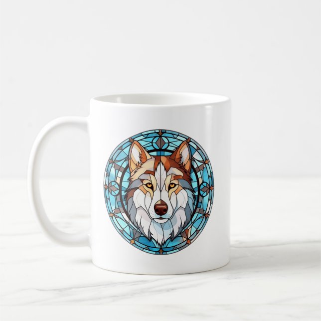 Hartglas Siberian Husky Dog Kaffeetasse (Links)