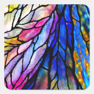 Hartglas, Tiffany - Stil, Quadratischer Aufkleber