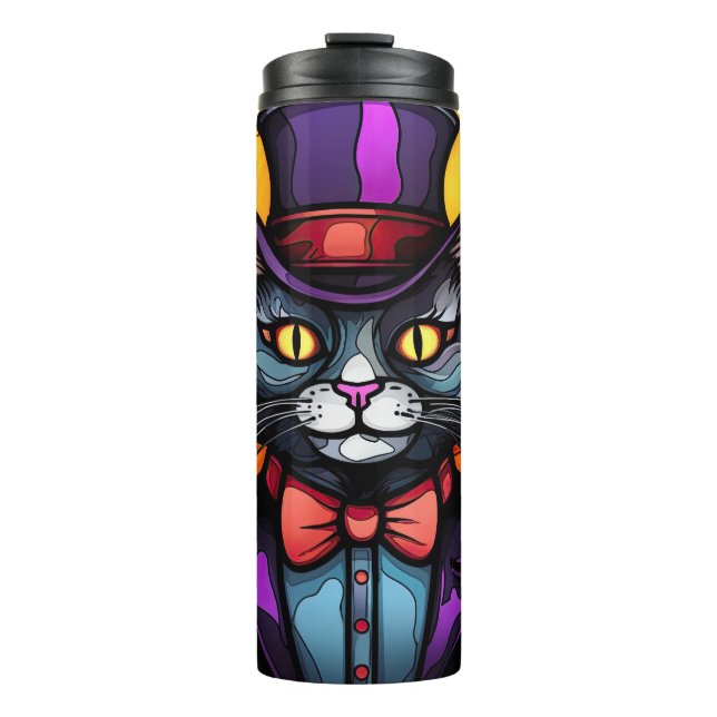 Hartglas Top Hat Cat Thermosbecher (Vorderseite)