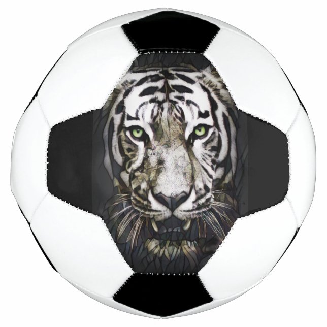 Hartglas White Tiger Fußball (Vorderseite)