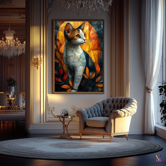 Hartglaskatze mit Herbstglühen Poster (Von Creator hochgeladen)