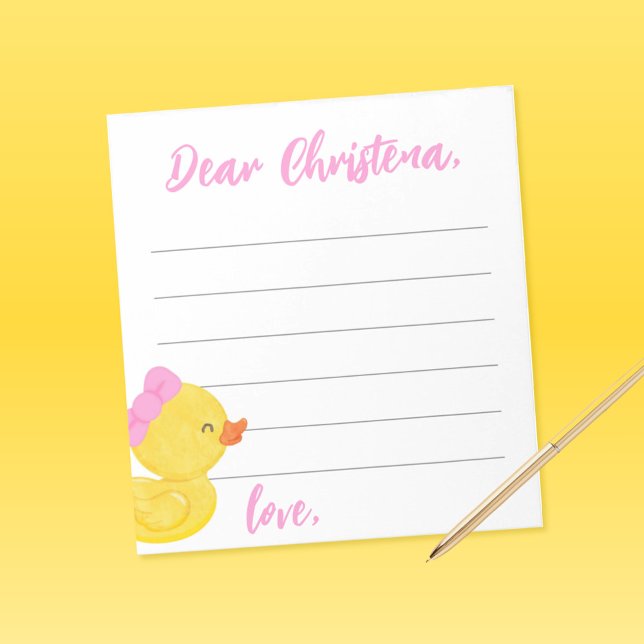 Hartkapsel aus Kautschuk Notizblock (Girl Duck Time Capsule or Wishes for Baby Note Sheets)