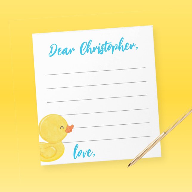 Hartkapsel/Beiheber Notizblock (Watercolor Rubber Duck Time Capsule 1st Birthday or Wishes for Baby Notecards)
